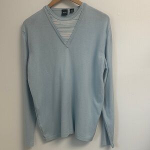 Boss Men's Sky Blue V-Neck Sweater